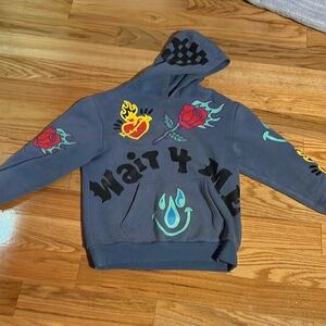 Trendy Blue Pullover Hoodie